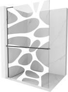 Mexen Kioto+ L Zuhanyfal polccal Walk-in 90 x 200 cm, fehér hullám, gun gray csiszolt - 800-090-123-66-97