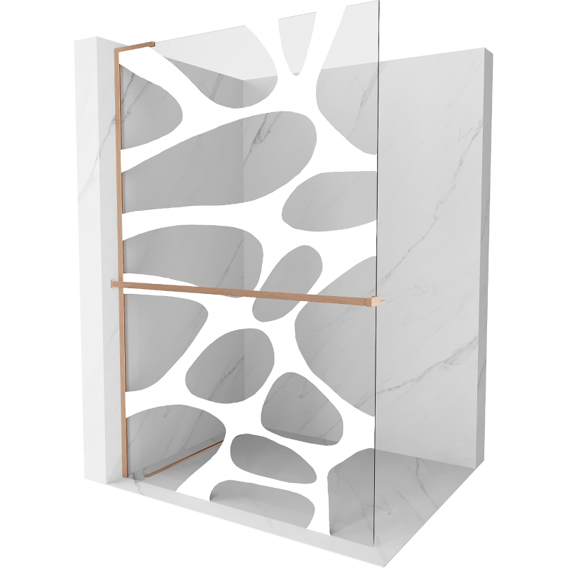 Mexen Kioto+ L zuhanyfal polccal Walk-in 80 x 200 cm, fehér minta, csiszolt réz - 800-080-123-65-97