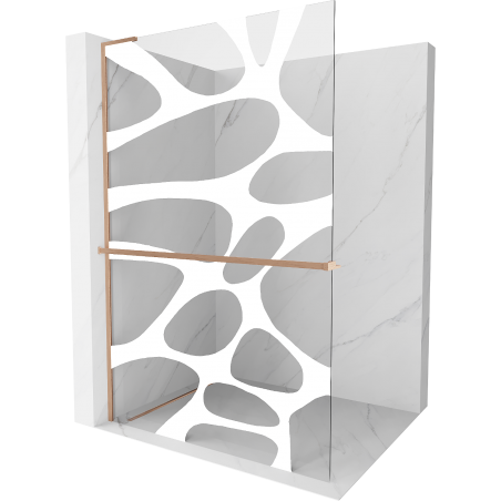 Mexen Kioto+ L 120 x 200 cm-es, polccal ellátott Walk-in zuhanyfal, fehér hullám, kefélt réz - 800-120-123-65-97