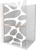 Mexen Kioto+ L 120 x 200 cm-es, polccal ellátott Walk-in zuhanyfal, fehér hullám, kefélt réz - 800-120-123-65-97