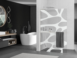 Mexen Kioto+ L perete duș cu raft Walk-in 100 x 200 cm, model alb, nichel periat - 800-100-123-97-97