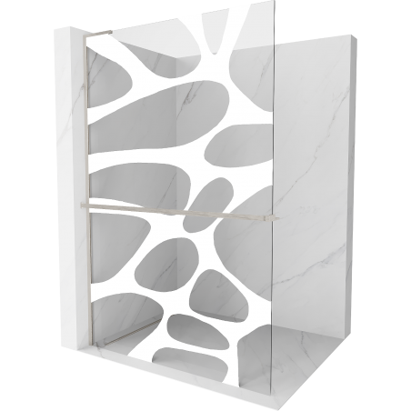 Mexen Kioto+ L perete duș cu raft Walk-in 100 x 200 cm, model alb, nichel periat - 800-100-123-97-97