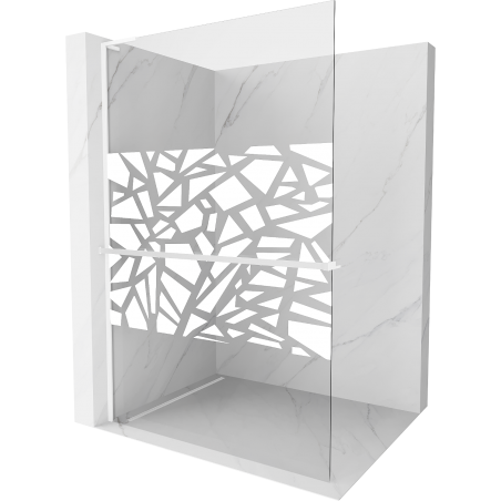 Mexen Kioto+ L zuhanyfal polccal Walk-in 70 x 200 cm, fehér minta, fehér - 800-070-123-20-85