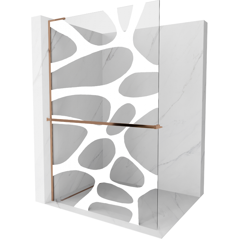 Mexen Kioto+ L perete de duș cu raft Walk-in 70 x 200 cm, model alb, aur roz - 800-070-123-60-97