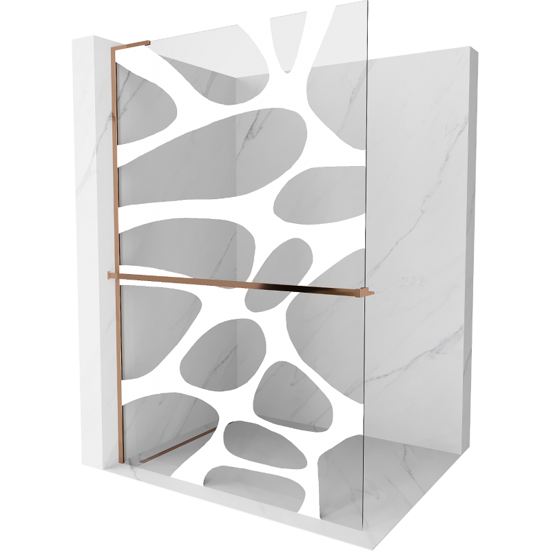Mexen Kioto+ L panou de duș cu poliță Walk-in 90 x 200 cm, val alb, aur roz - 800-090-123-60-97