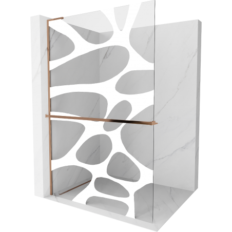 Mexen Kioto+ L Walk-in zuhanyfal 90 x 200 cm, fehér minta, rózsaarany - 800-090-123-60-97