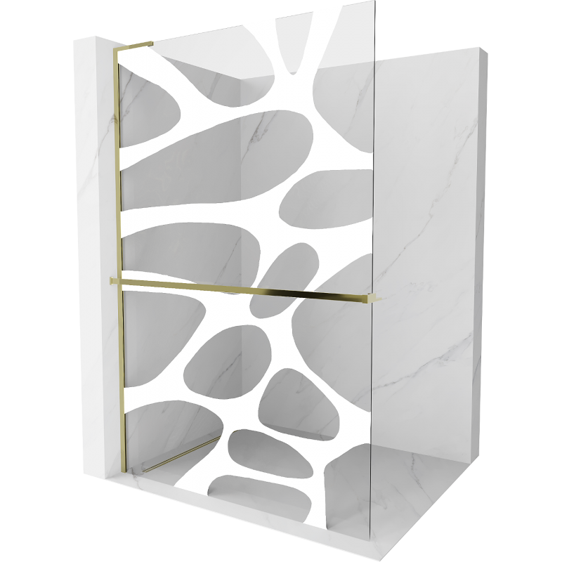 Mexen Kioto+ L panou de duș cu raft Walk-in 80 x 200 cm, val alb, auriu - 800-080-123-50-97