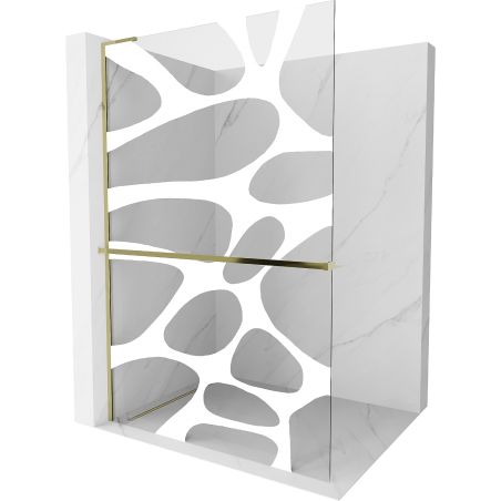 Mexen Kioto+ L panou de duș cu raft Walk-in 90 x 200 cm, val alb, auriu - 800-090-123-50-97