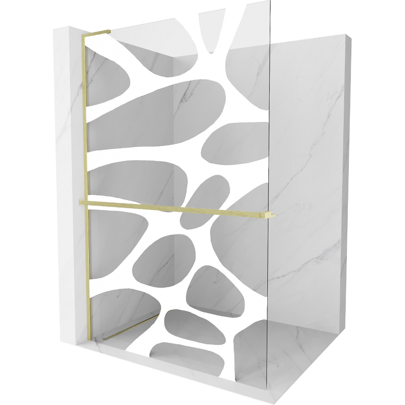 Mexen Kioto+ L panou de duș cu raft Walk-in 120 x 200 cm, undă albă, auriu periat - 800-120-123-55-97