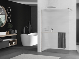 Mexen Kioto+ panou de duș cu suport Walk-in 90 x 200 cm, transparent, nichel periat - 800-090-121-97-09