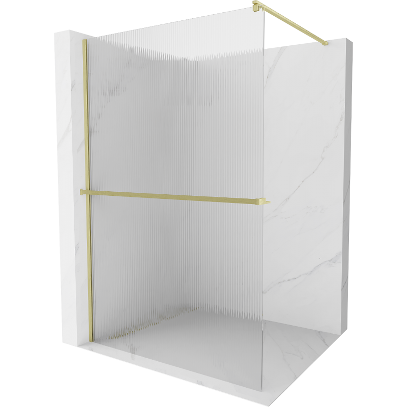 Mexen Kioto+ zuhanyfal polccal Walk-in 80 x 200 cm, csíkos, arany szálcsiszolt - 800-080-121-55-09