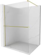 Mexen Kioto+ pereți pentru duș cu suport, Walk-in 100 x 200 cm, transparență, finisaj aurit periat - 800-100-121-55-09