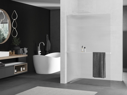 Mexen Kioto+ L zuhanyfal polccal Walk-in 90 x 200 cm, bordázott, fehér - 800-090-123-20-09