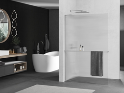 Mexen Kioto+ L perete duș cu raft Walk-in 70 x 200 cm, transparent, crom - 800-070-123-01-09