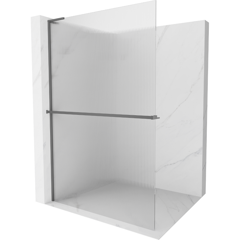 Mexen Kioto+ L perete de duș cu raft Walk-in 70 x 200 cm, dungi, metal armat - 800-070-123-95-09