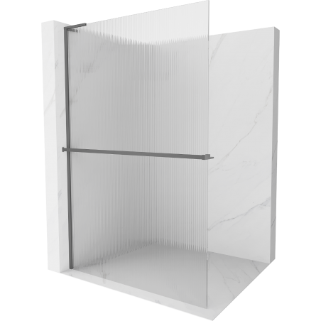 Mexen Kioto+ L perete de duș cu raft Walk-in 70 x 200 cm, dungi, metal armat - 800-070-123-95-09