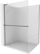Mexen Kioto+ L zuhanyfal polccal Walk-in 90 x 200 cm, átlátszó, gun metal - 800-090-123-95-09