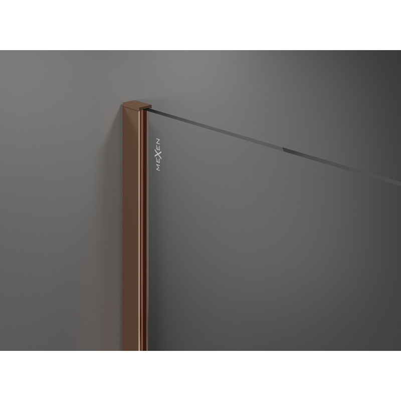 Mexen Kioto perete de duș Walk-in 130 x 200 cm, model alb 8 mm, aur roz - 800-130-101-60-85