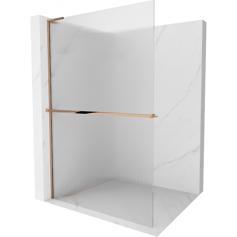 Mexen Kioto+ L perete de dus cu raft Walk-in 90 x 200 cm, transparent, aur roz - 800-090-123-60-09