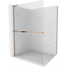 Mexen Kioto+ L perete de dus cu raft Walk-in 90 x 200 cm, transparent, aur roz - 800-090-123-60-09