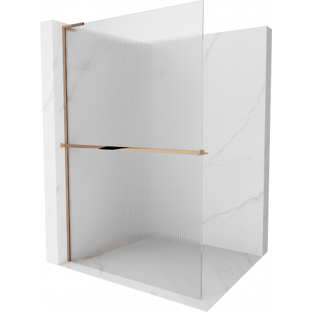 Mexen Kioto+ L peretele de duș cu raft Walk-in 100 x 200 cm, transparent, aur roz - 800-100-123-60-09