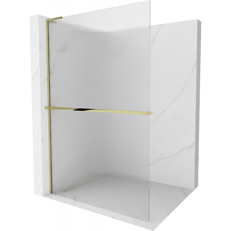 Mexen Kioto+ L perete de duș cu raft Walk-in 80 x 200 cm, transparent, auriu - 800-080-123-50-09