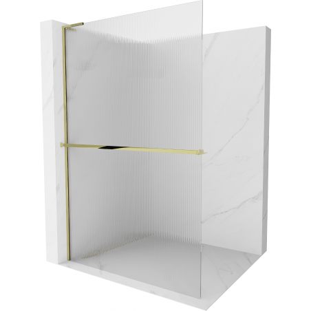 Mexen Kioto+ L perete de duș cu raft Walk-in 80 x 200 cm, transparent, auriu - 800-080-123-50-09