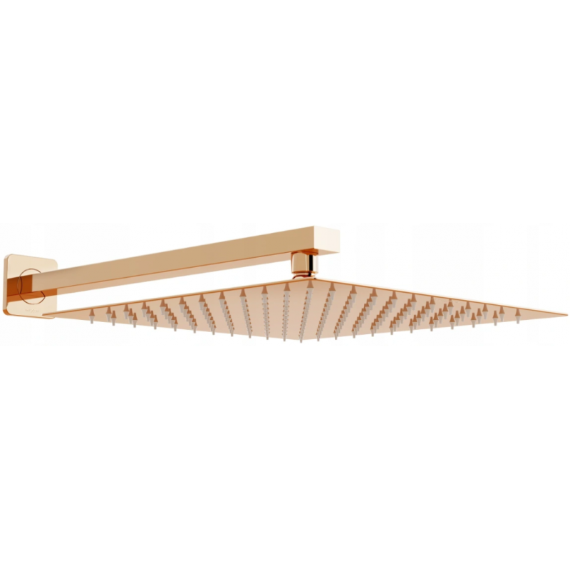Mexen Slim pară de tip ploaie 25 x 25 cm cu braț de duș, Roz-auriu - 79125112-60