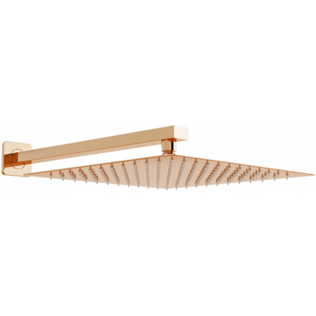 Mexen Slim pară de tip ploaie 25 x 25 cm cu braț de duș, Roz-auriu - 79125112-60