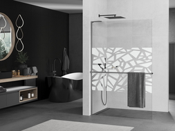 Mexen Kioto+ L perete de duș cu raft Walk-in 70 x 200 cm, model alb, gun metal - 800-070-123-95-85
