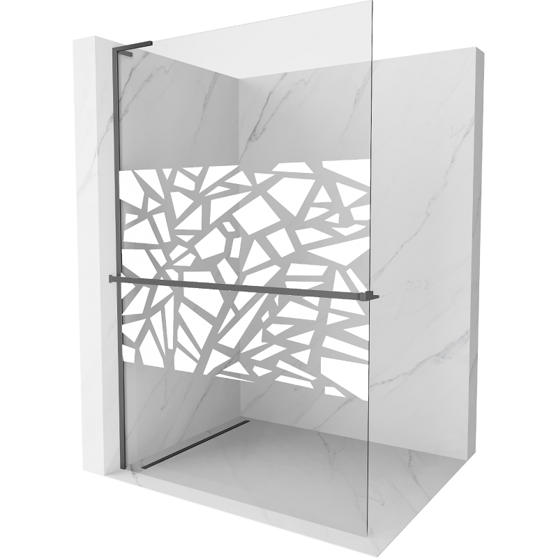 Mexen Kioto+ L perete de duș cu raft Walk-in 90 x 200 cm, model alb, gun metal - 800-090-123-95-85