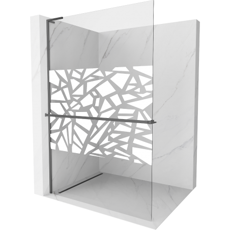 Mexen Kioto+ L perete de duș cu raft Walk-in 90 x 200 cm, model alb, gun metal - 800-090-123-95-85