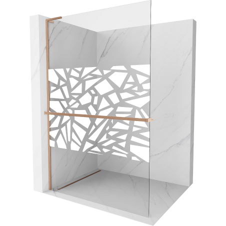 Mexen Kioto+ L perete de duș cu raft Walk-in 90 x 200 cm, model alb, cupru periat - 800-090-123-65-85