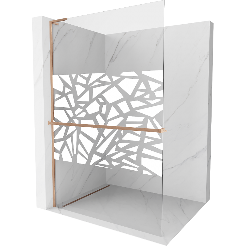 Mexen Kioto+ L perete pentru duș cu raft Walk-in 100 x 200 cm, model alb, cupru lustruit - 800-100-123-65-85