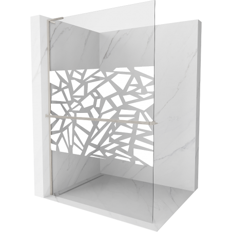 Mexen Kioto+ L zuhanyfal polccal Walk-in 70 x 200 cm, fehér minta, kefélt nikkel - 800-070-123-97-85