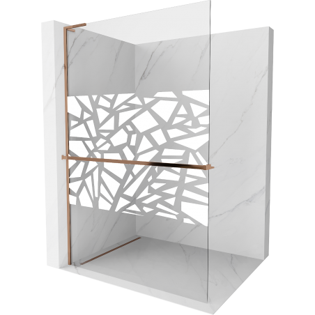Mexen Kioto+ L panou de duş cu suport Walk-in 90 x 200 cm, model alb, aur roz - 800-090-123-60-85