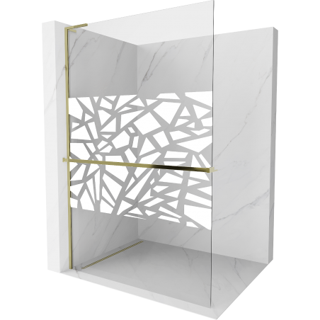 Mexen Kioto+ L Panel de duș cu raft Walk-in 90 x 200 cm, model alb, auriu - 800-090-123-50-85