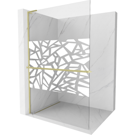 Mexen Kioto+ L panou de duș cu suport Walk-in 110 x 200 cm, model alb, finisaj aurit - 800-110-123-55-85