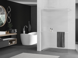 Mexen Kioto+ Walk-in zuhanyfal polccal 100 x 200 cm, átlátszó, fehér - 800-100-121-20-09