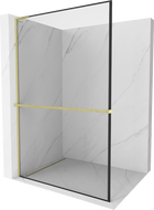 Mexen Kioto+ L panou de duș cu raft Walk-in 80 x 200 cm, model negru, aurie periată - 800-080-123-55-70