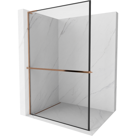 Mexen Kioto+ L perete de duș cu raft Walk-in 70 x 200 cm, model negru, aur roz - 800-070-123-60-70