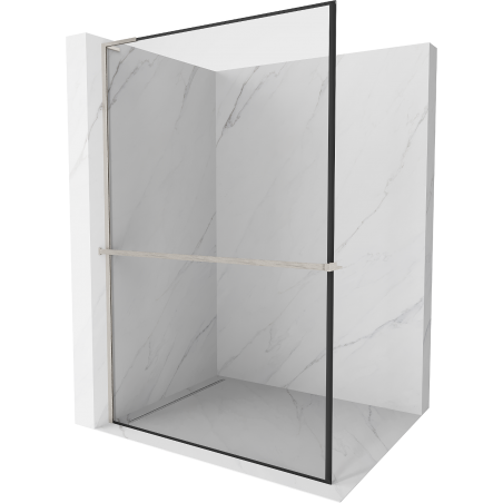 Mexen Kioto+ L perete de duș cu raft Walk-in 100 x 200 cm, model negru, nichel periat - 800-100-123-97-70