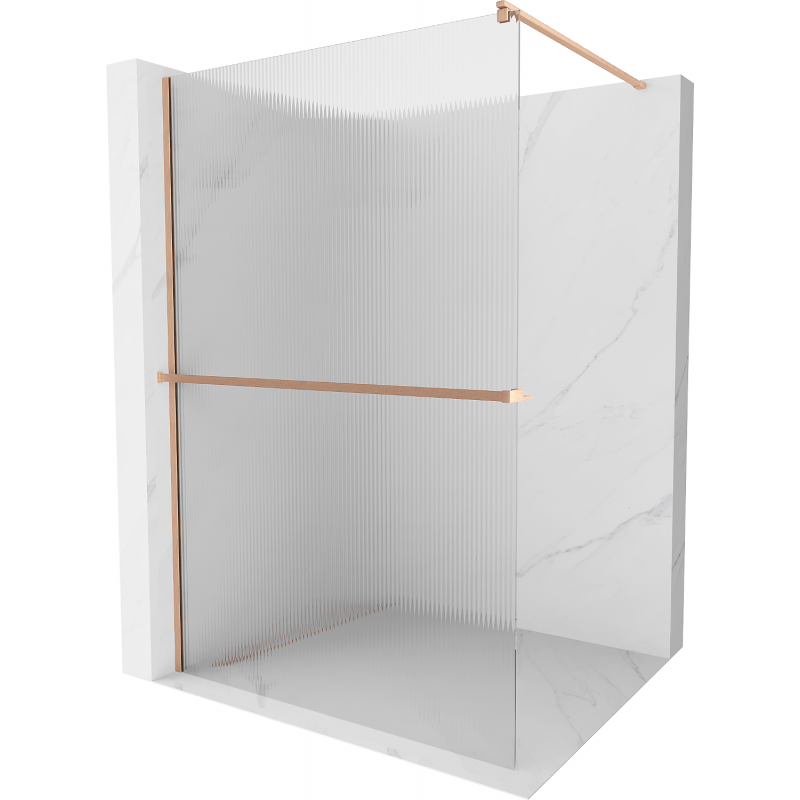 Mexen Kioto+ perete de duș cu polita Walk-in 80 x 200 cm, transparent, cupru periat - 800-080-121-65-09