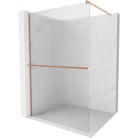 Mexen Kioto+ perete dus cu raft Walk-in 90 x 200 cm, transparent, cupru periat - 800-090-121-65-09