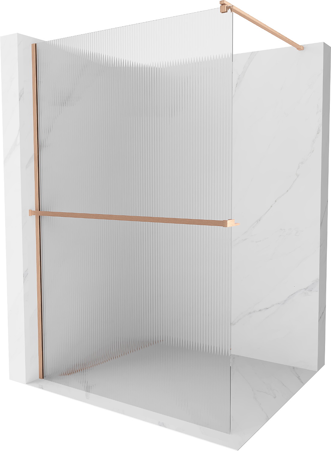 Mexen Kioto+ perete dus cu raft Walk-in 90 x 200 cm, transparent, cupru periat - 800-090-121-65-09