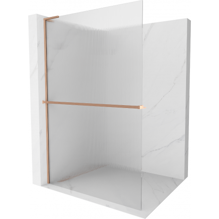 Mexen Kioto+ L panou de duș cu raft Walk-in 100 x 200 cm, dungi, cupru periat - 800-100-123-65-09