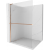 Mexen Kioto+ L panou de duș cu raft Walk-in 100 x 200 cm, dungi, cupru periat - 800-100-123-65-09