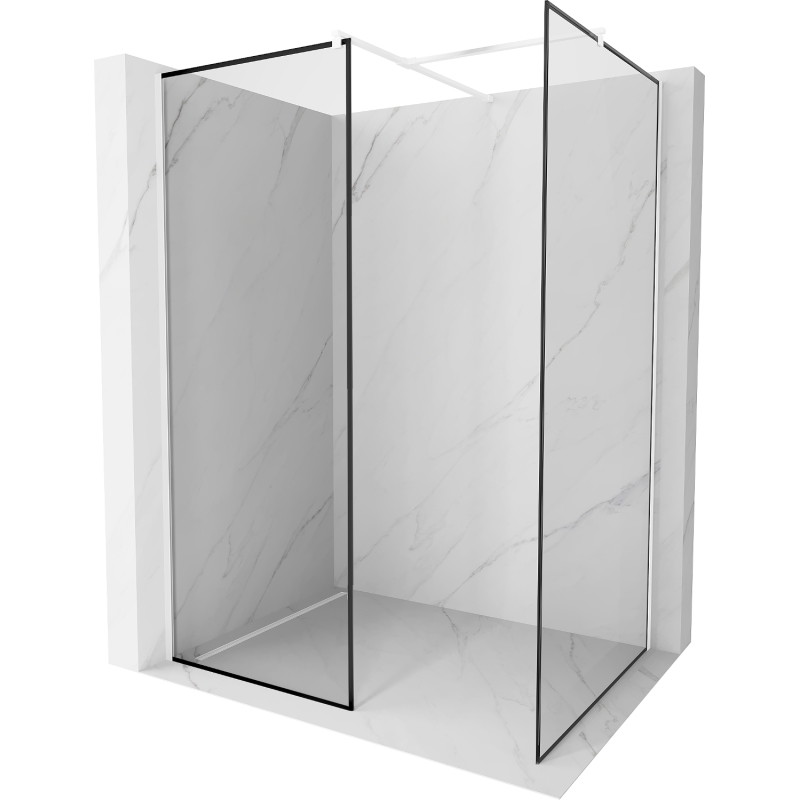Mexen Kioto Perete de duș Walk-in 140 x 120 cm, ramă neagră, albă - 800-140-202-20-70-120