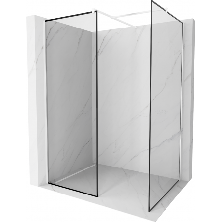 Mexen Kioto Walk-in zuhanyfal 140 x 120 cm, fekete keret, fehér - 800-140-202-20-70-120