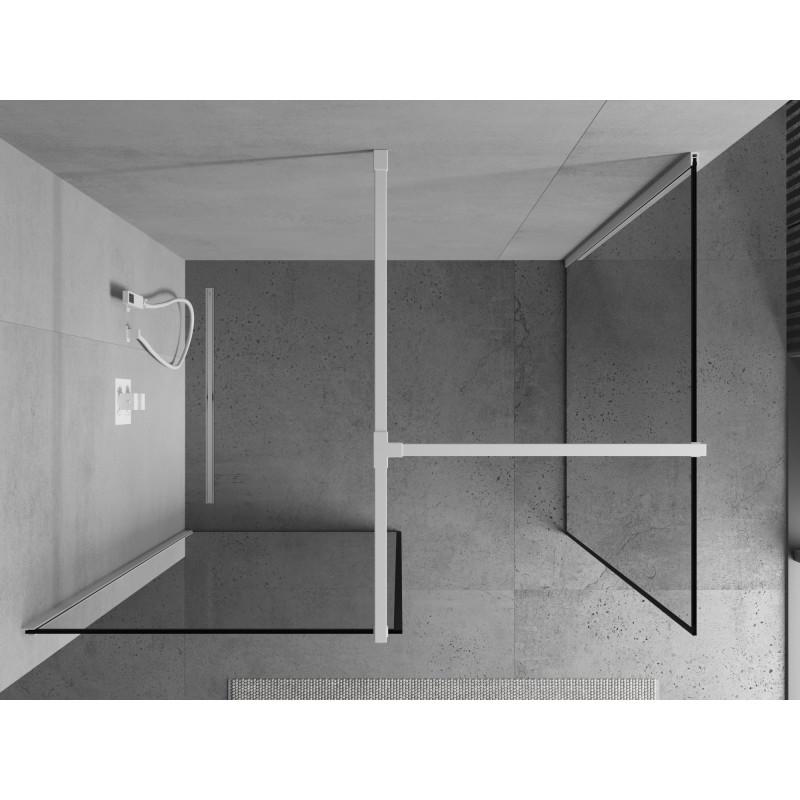 Mexen Kioto Perete de duș Walk-in 140 x 120 cm, ramă neagră, albă - 800-140-202-20-70-120